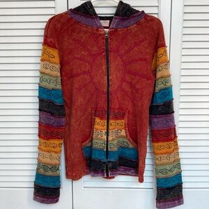 く
Boho Hoodie Jacket Full Zip Women's S/M
Hippie Cottagecore Made in Nepal